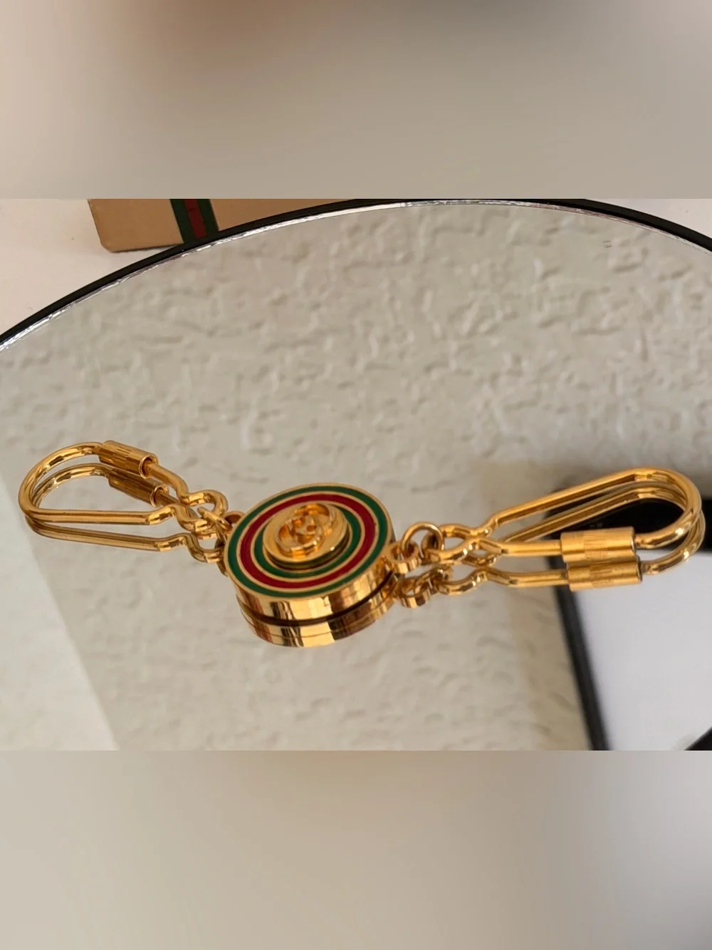 Gucci Double Valet Keychain Shelly Line / Web Stripe collection & Original Box